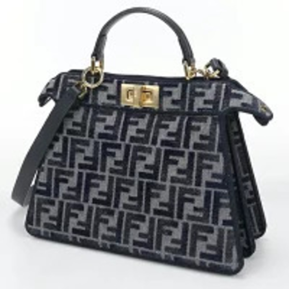 Fendi Handbag Navy Peekaboo Blue
